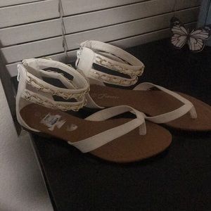 White and gold sandals